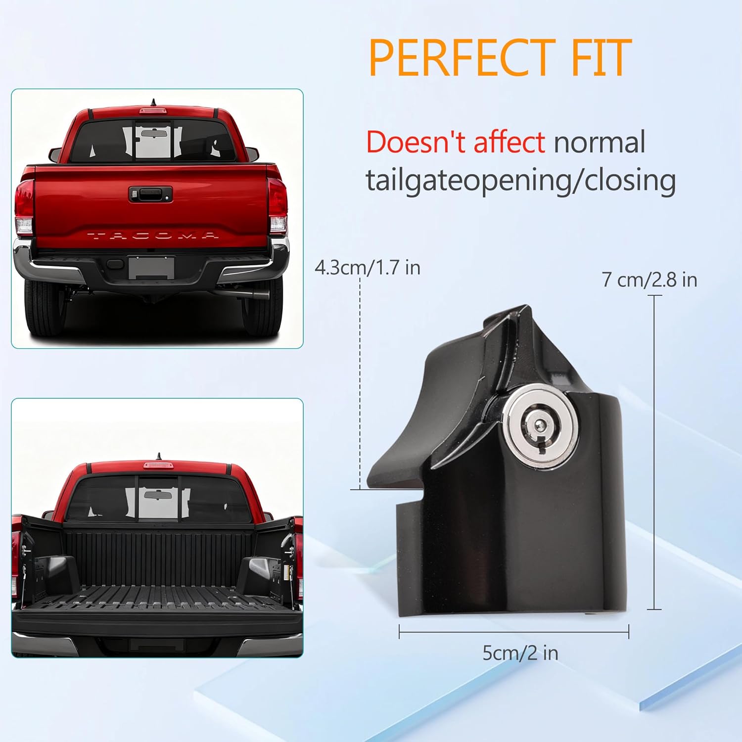 Tailgate Anti-Theft Lock Compatible for Toyota Tacoma 2016-2023 Truck Bed Tailgate Lock with Keys Made by Zinc Alloy - Black