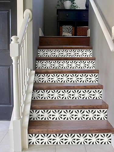 Miniatura 7 de Papel tapiz geométrico bohemio para despegar y pegar, papel de contacto negro y beige, 393 x 17.3 pulgadas, papel de pared autoadhesivo vintage para