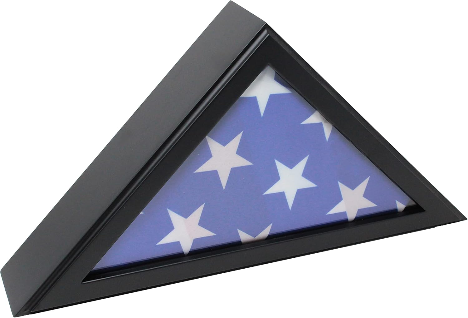 American Flag Black Display Case - Wood Frame Fits 5x9.5' Folded Flag - Veteran Burial Memory - Glass Front Black 1