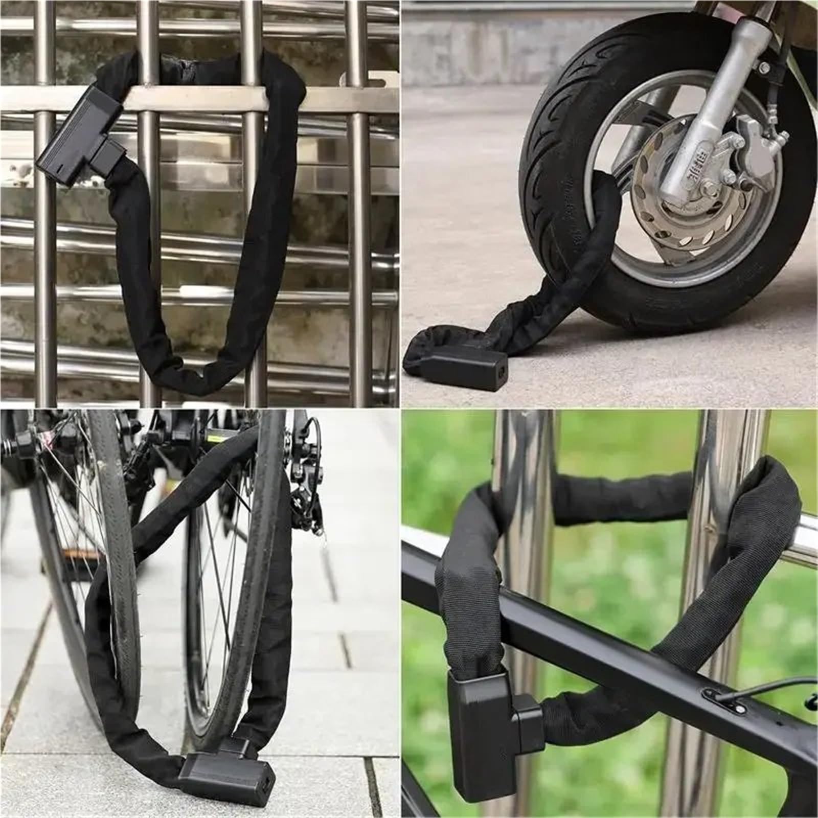 Zabezpieczenia motocyklowe Blokada łańcuchowa antykradzieżowa Gruba blokada motocyklowa rowerowa 1m Wielofunkcyjna kłódka do drzwi szafy Akcesoria rowerowe(Reflective 100cm)