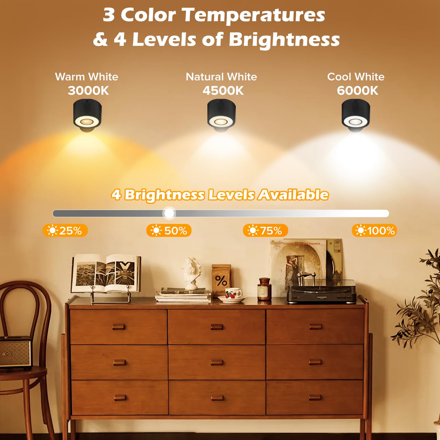 milfra 4 Piezas Lámpara de Pared de Interior,Apliques Interior con Puerto de Carga USB Control Táctil,3 Temperaturas de Color y Brillo Ajustable Apliques Pared Interior Inalámbricas