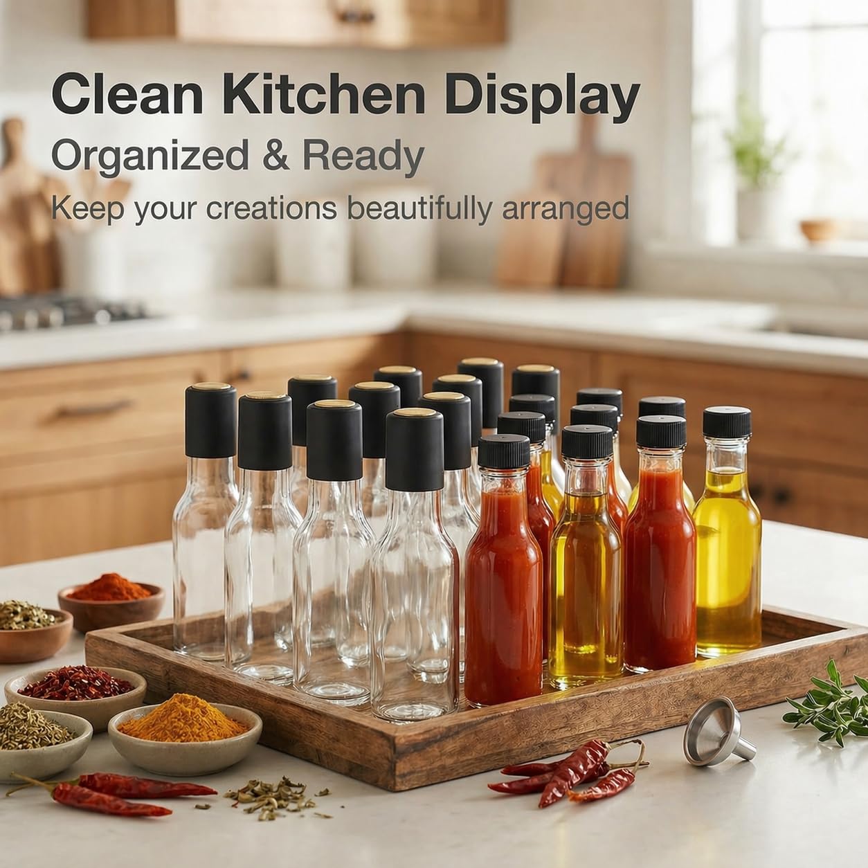WERTIOO Ölflasche 150 ml, 21 Stk Olivenöl Flasche, Ölspender Glas mit Schrumpfkapseln, Essig und Ölflaschen set Perfekt zum Aufbewahren von Saucen und Getränken