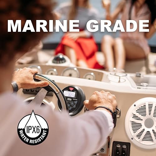 Vista 2 de BOSS Audio Systems MCKGB350W.6 - Paquete de receptor y altavoz resistente a la intemperie para uso marítimo - Receptor IPX6, altavoces de 6.5