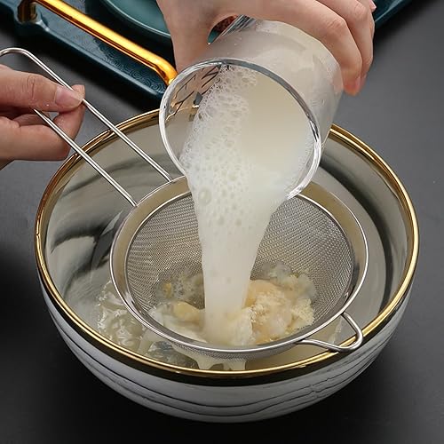 Miniatura 7 de Honbay 4 coladores de té pequeños de 3.15 pulgadas, mini colador de cóctel de acero inoxidable, colador de malla fina, colador de barra, herramienta