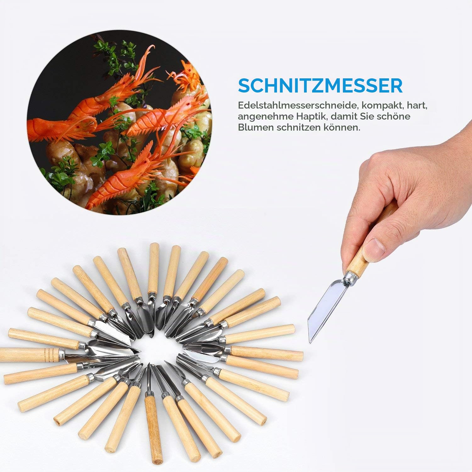 80 teilig Schnitzwerkzeuge Ausstecher Ausstechformen Carving Werkzeug Set Schnitzmesser Handwerkzeug für Obst Gemüse Garnieren Schneiden
