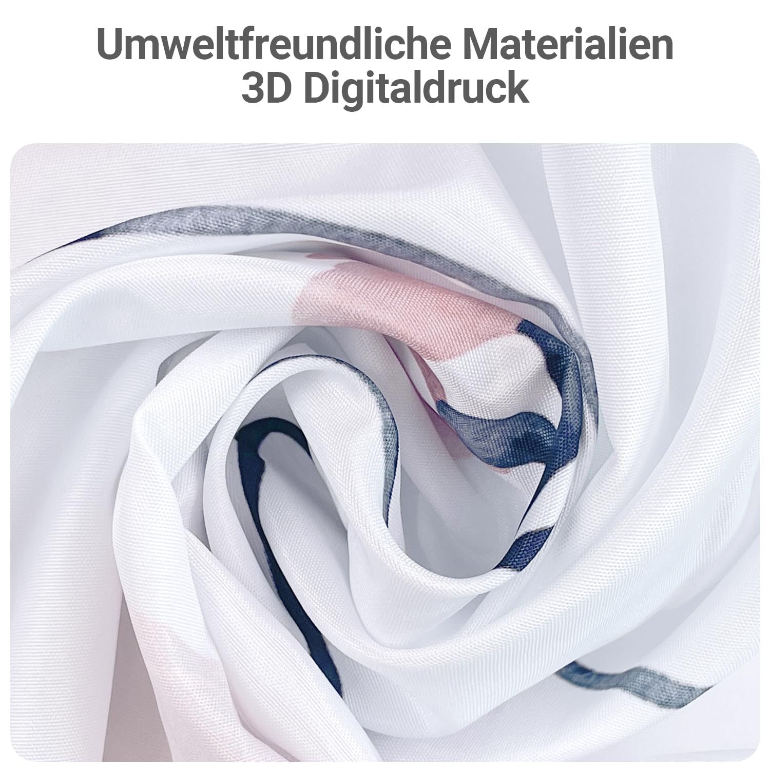 Lerores Shower Curtain, 120 x 200 cm, Blue Flower, Weighted Hem, Anti-Mould, Water-Repellent - Image 3