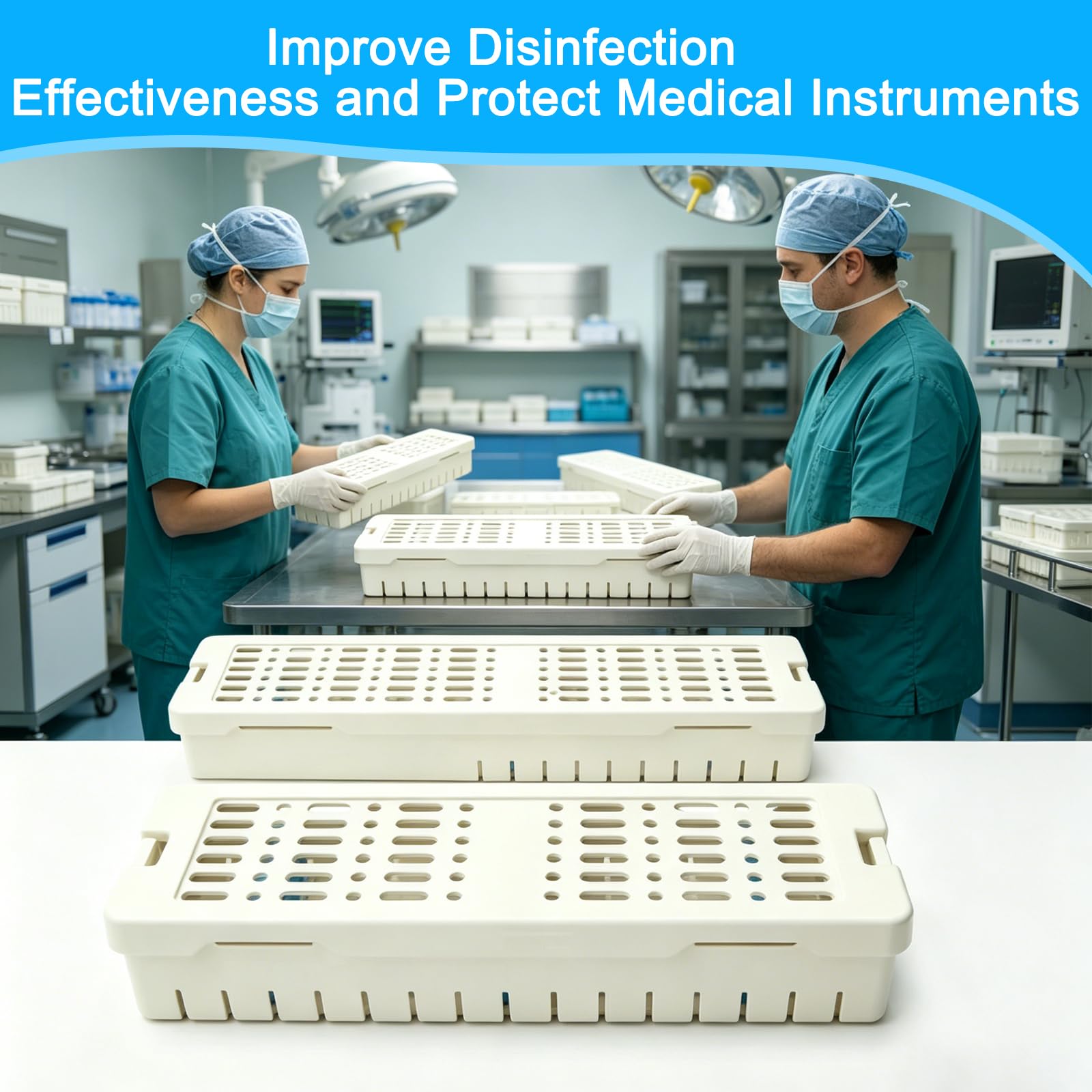 Maletín profesional para la esterilización de endoscopios: caja de almacenamiento para laparoscopios de aleación de aluminio, apta para autoclave, con soportes de silicona para endoscopios rígidos