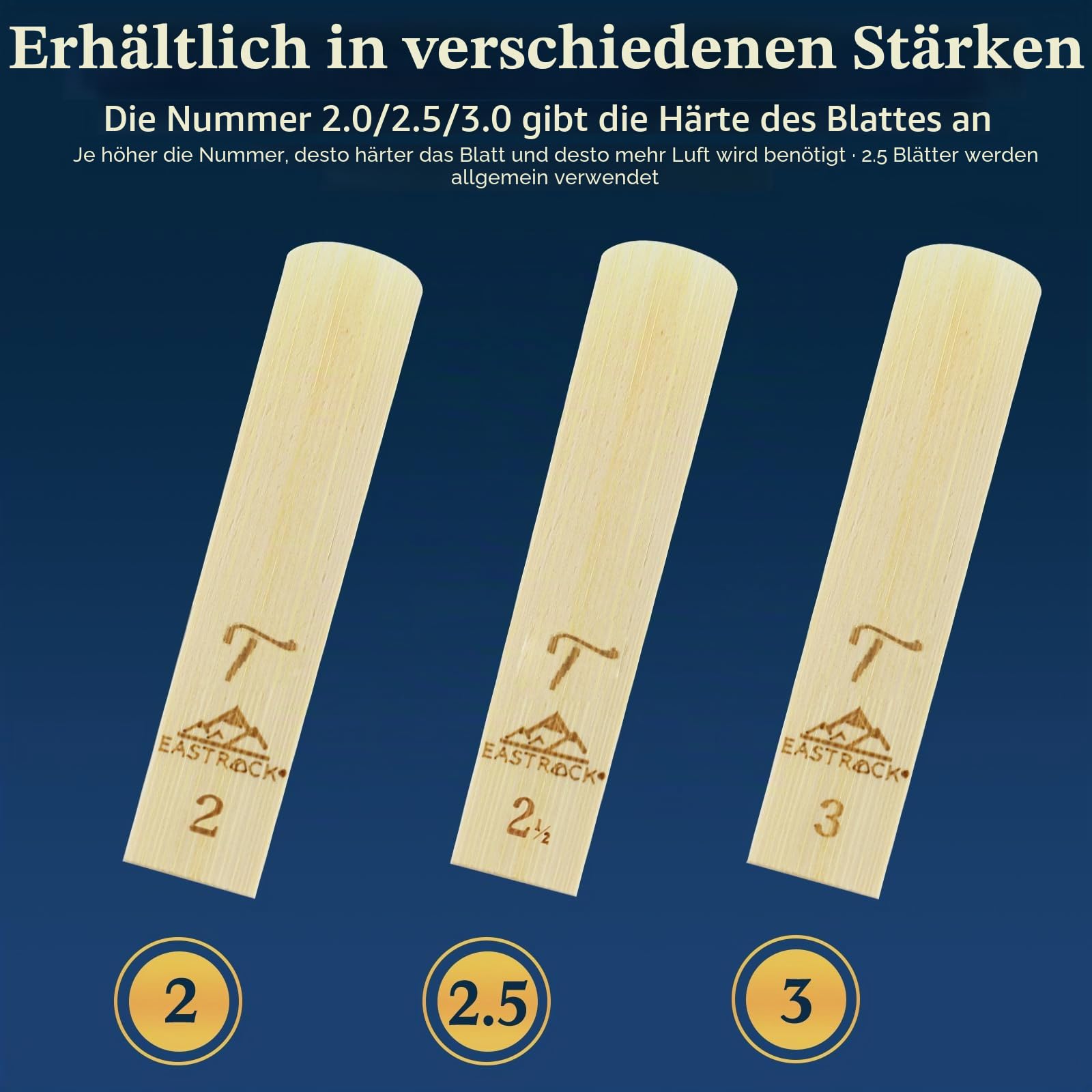 EASTROCK Traditionelle Altsaxophon-Blätter 2,5,saxophon blätter2.5,professionelle Altsaxophon-Blätter für Saxophon, Anfänger und Saxophonisten, Stärke, 2,5–10 Stück