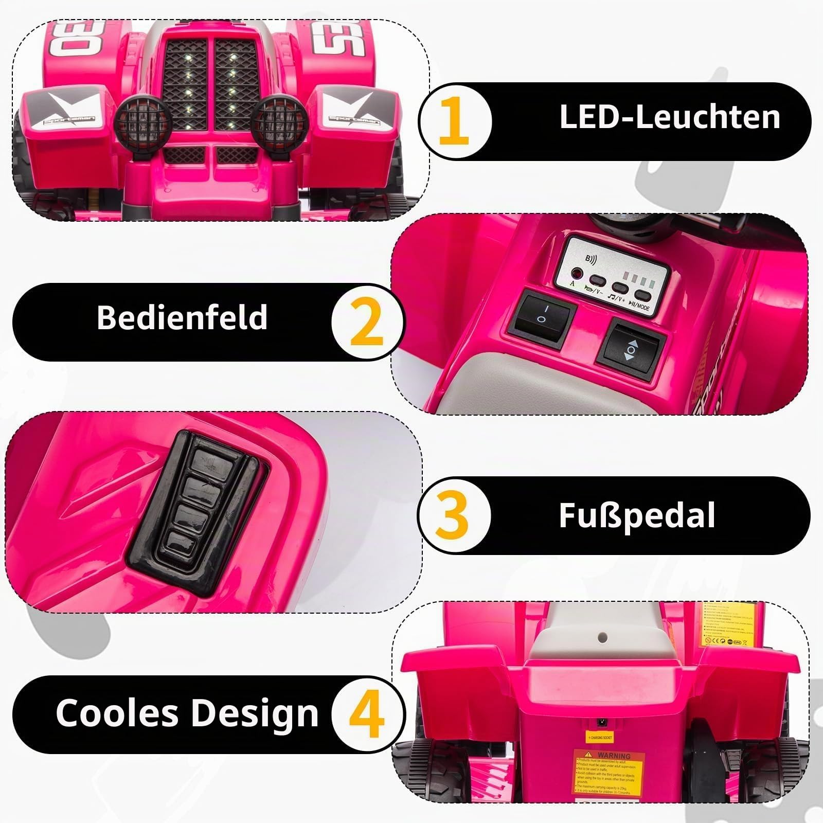 Garvee Kinder Quad Elektro 6V, Kinderquad mit Vorwärts-, Rückwärtsfunktion