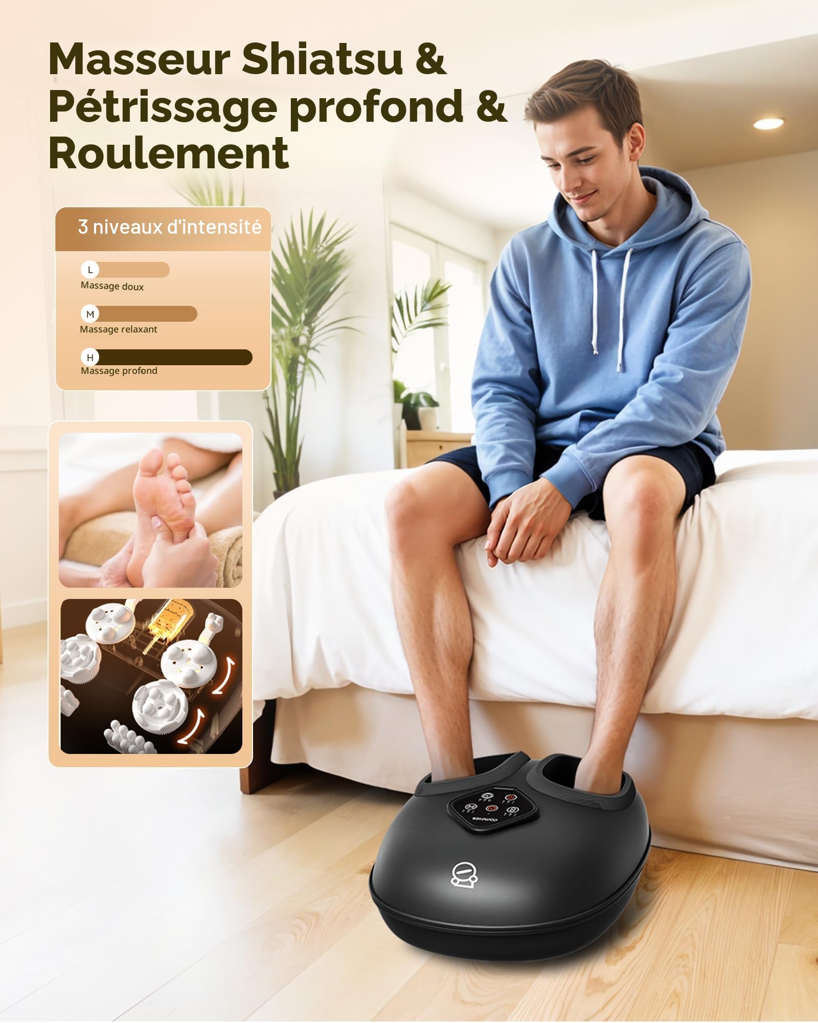 COMFIER Masseur de Pieds,masseur de pieds shiatsu électrique avec vibration pétrissage,Jusqu'à la Taille 46