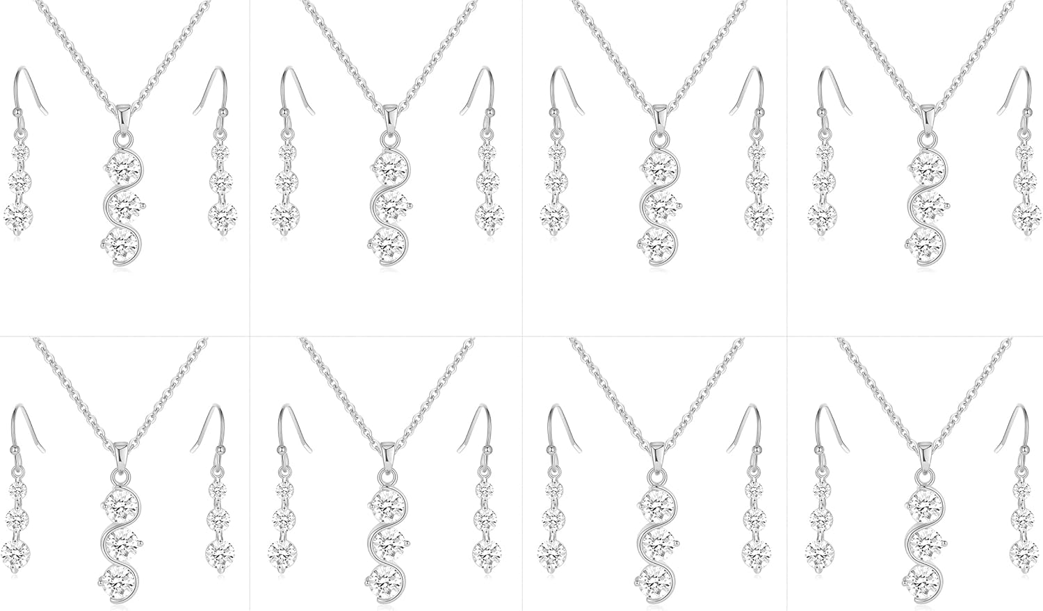 Bridesmaid Jewelry Set Gift for Women 18K Gold or Rose Gold or Silver Plated Necklace Earring Set for Wedding