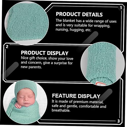 Miniatura 3 de Totority Juego de manta y sombrero de bebé de 2 piezas para fotografía de bebé, manta para foto infantil