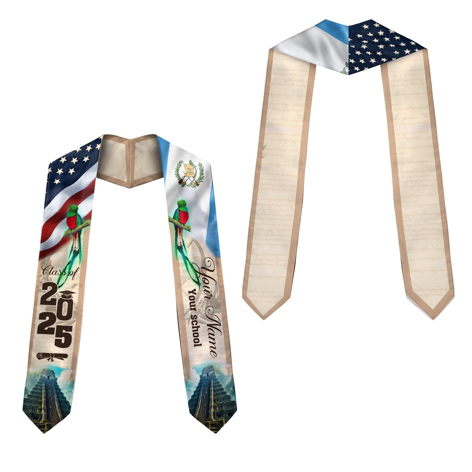 MonkeyVan Personalized Graduation Stole for Guatemalan Senior, Guatemala Flag Graduation Sash Class of 2025 Grad Gifts S52
