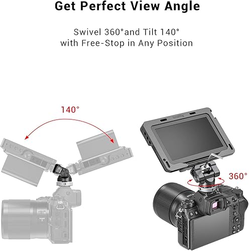 Miniatura 3 de SmallRig Soporte de montaje para monitor de campo con zapata fría y tornillo de 1/4 pulgadas para monitor de 5 pulgadas y 7 pulgadas, con giro de