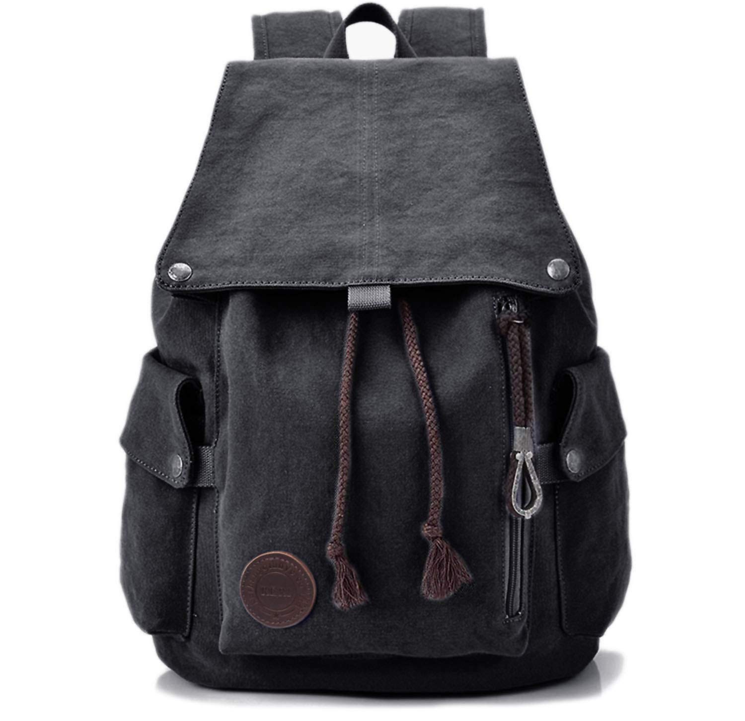 RERI Canvas Leinwand Rucksack Dunkelblau Vintage für Outdoor Camping Außflug Sports Universität Rucksack Wanderrucksack Schultasche Schulrucksack Herren Damen Mädchen Jungen Teenager Rucksäcke