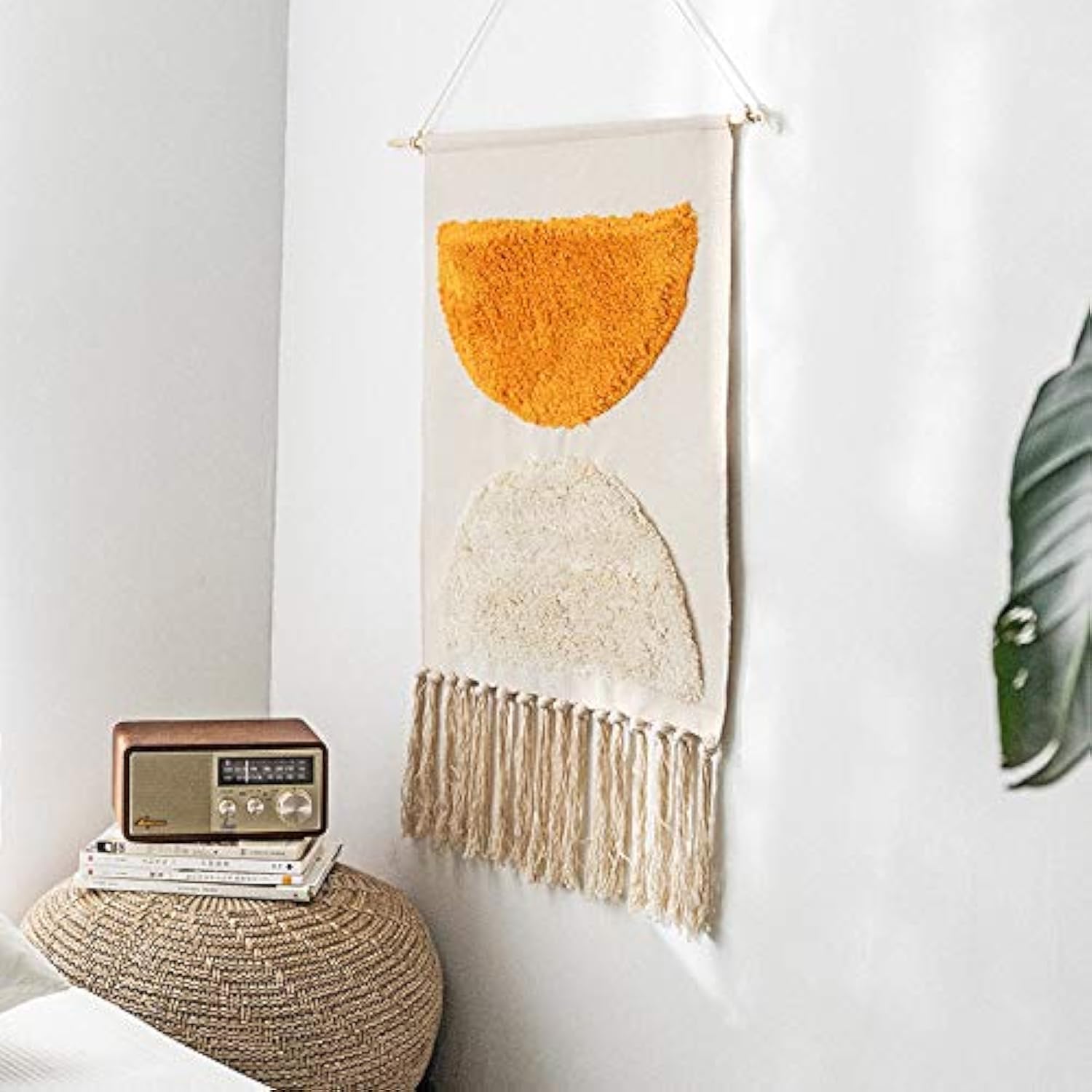 Handwoven Bohemian Style Hanging Tassel Wall Art Boho Tapestry For Home Decoration Wall Decor Bedroom Decor(Size 70×50+20CM Tassel) (2 Printed Color)