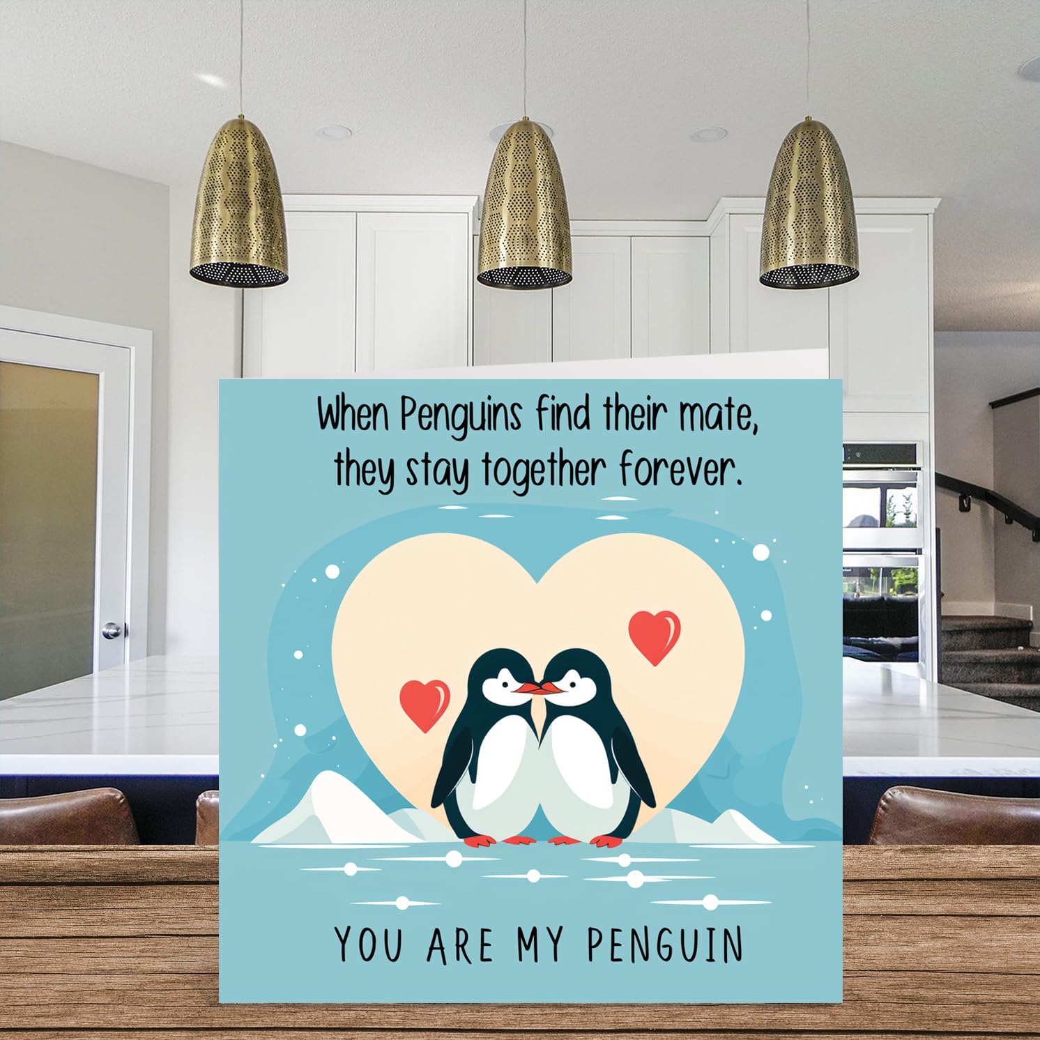 Tarjeta De Aniversario Imprimible Para Tu Esposo, Tarjeta De San Valentín, Frase Romántica De Amor Con Pingüinos, Plantilla PDF De Descarga Digital. - México