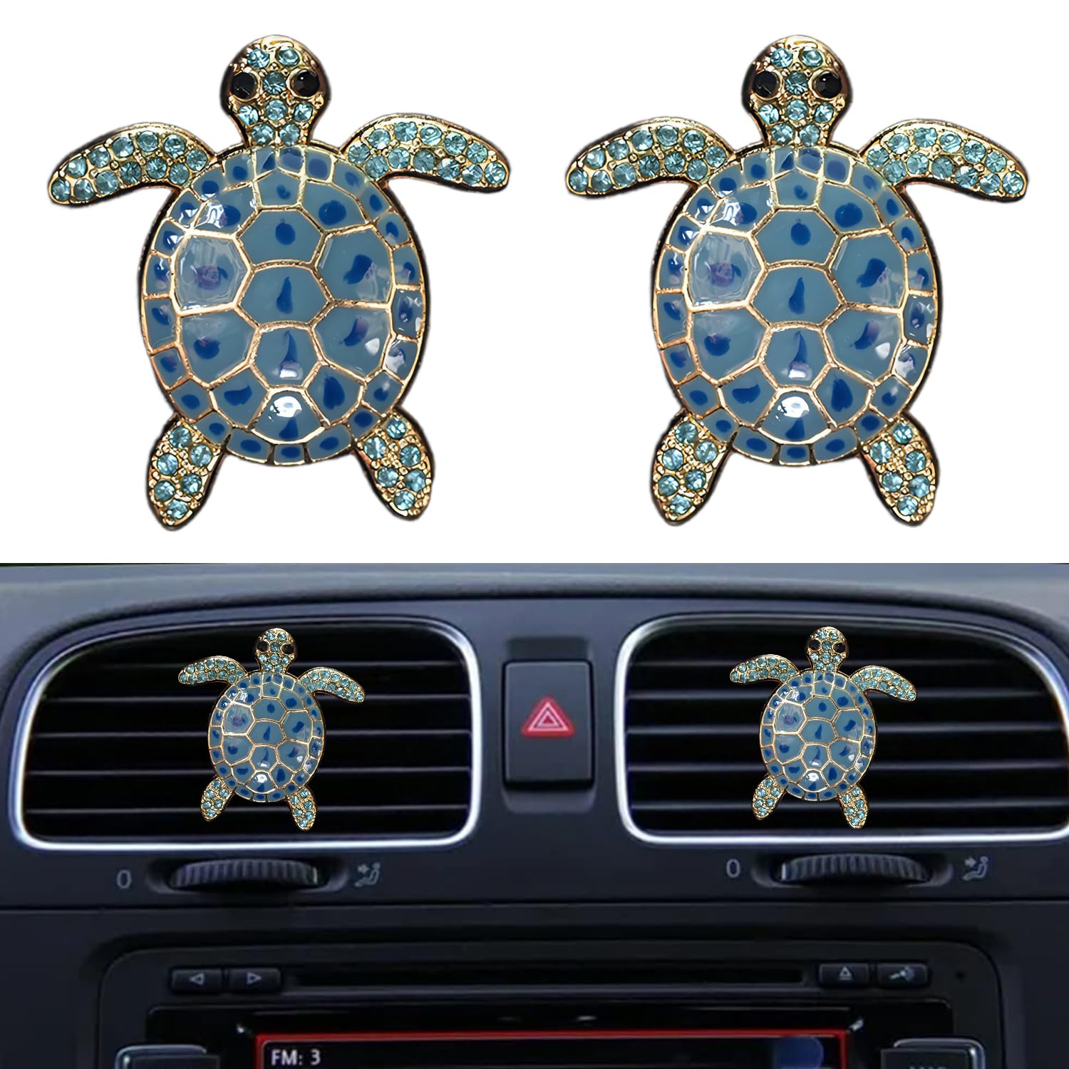 Car Air Freshener Women Car Vent Clips Decorations 2 PCS Cute Sea Turtles Car Interior Accessories Car Vent Diffuser (Blue Sea Turtle, 1.6 inch)