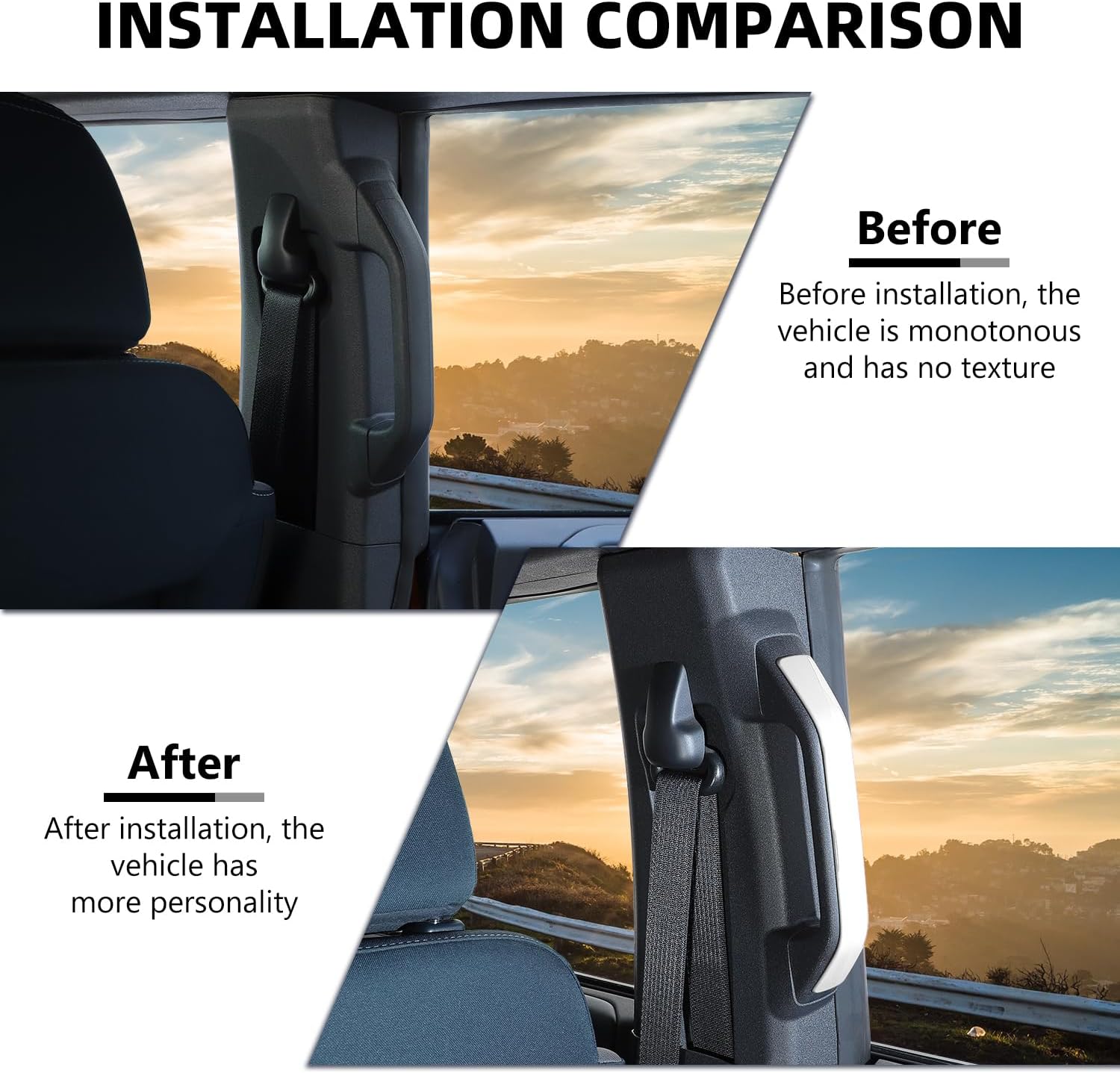 RAZPOY B-Pillar Handle Grab Panel Trim Cover Compatible with 2021-2023 Ford Bronco Interior Accessories 4-Door, White