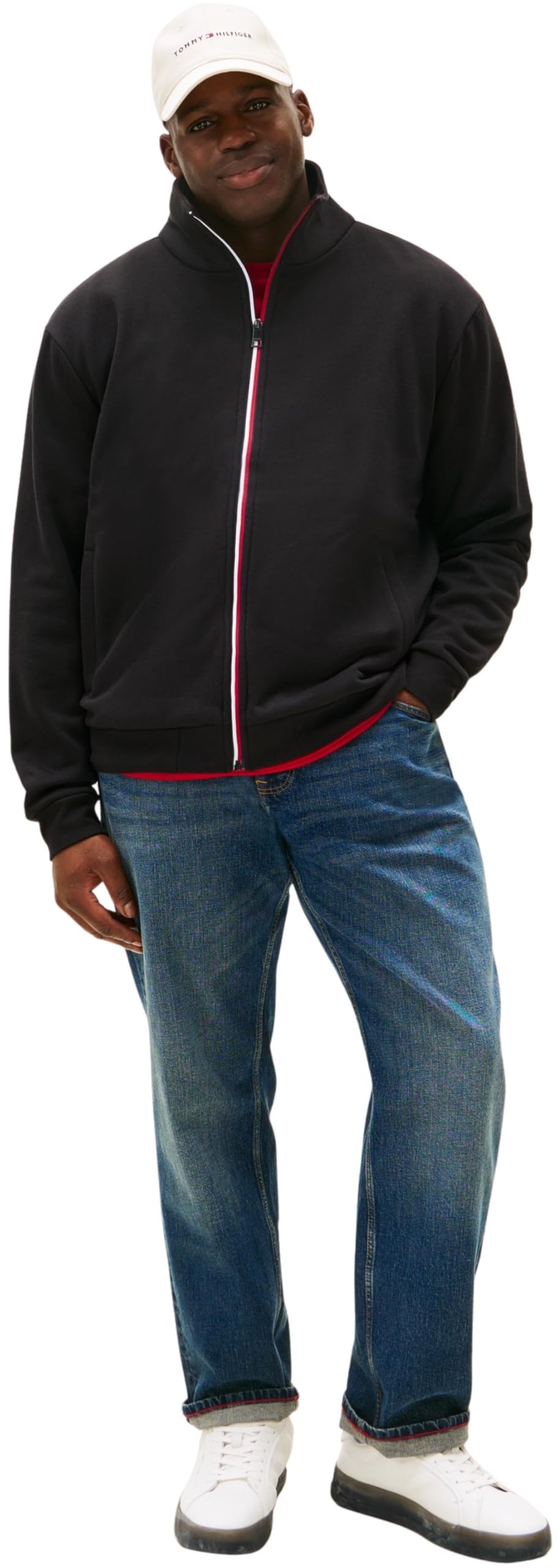 Tommy Hilfiger Sudadera con Cremallera Hombre Global Stripe con Cuello Alto