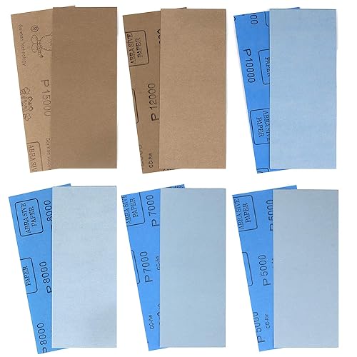 Miniatura 10 de ADVcer Papel de lija de 30 hojas de 9 x 11 pulgadas, 6 papeles lijadores surtidos de grano 800 a 2500, almohadillas abrasivas de precisión fina para