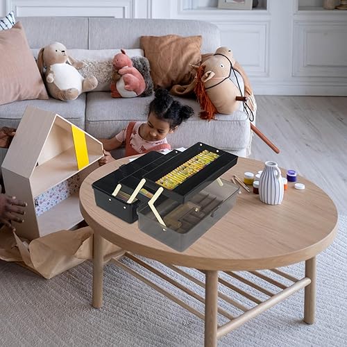 Miniatura 22 de WEWLINE Caja de almacenamiento de plástico de 3 capas para manualidades domésticas, organizador con asa, contenedor de almacenamiento portátil