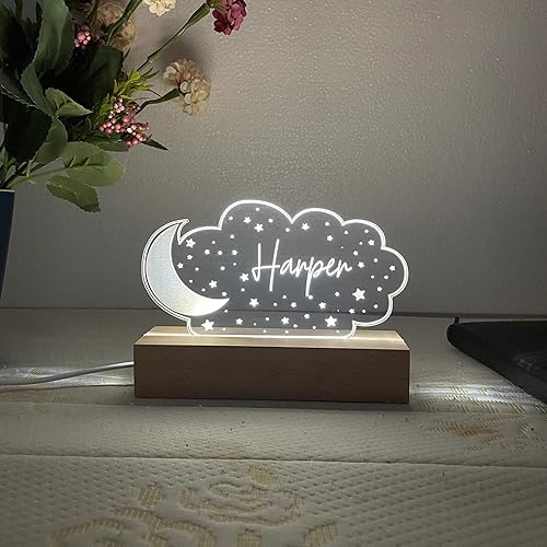 Miniatura 4 de Luz nocturna personalizada con luna y estrellas, decoración de habitación de bebé, decoración de habitación de niños, regalos para recién nacidos,