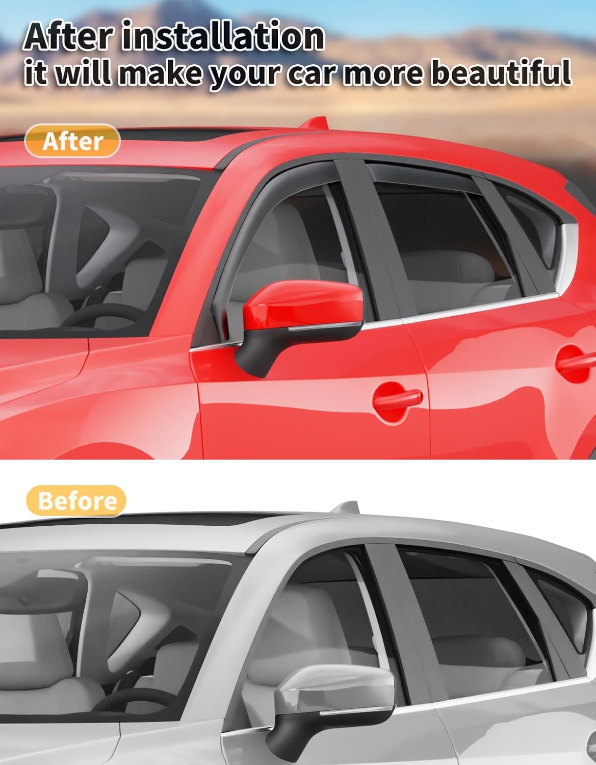 in-Channel Window Rain Guards Compatible with Mazda CX5 CX-5 2017-2026, Extra Durable Vent Visors Window Visors Extra Durable Window Deflectors Vent Shades Car Accessories-4pcs