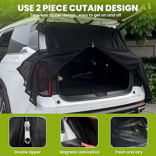 Miniatura 2 de Parasol de camping para automóvil, tienda de campaña para puerta trasera, mosquitera, accesorios magnéticos para acampar (63 x 59)