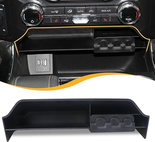RERPRO Bandeja organizadora de consola central, compatible con Ford F150 2021 2022 2023, accesorios interiores debajo del salpicadero, contenedor de