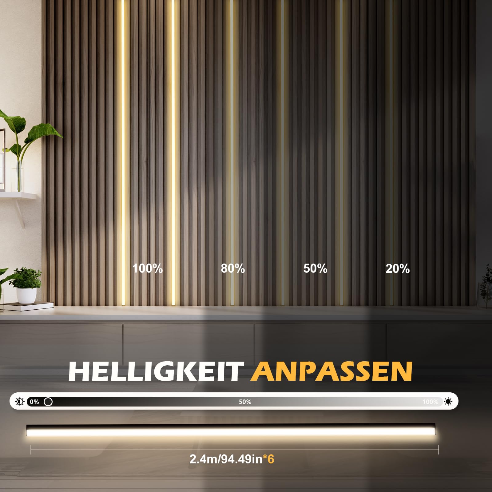 WMLBK Schwarz LED für Akustikpaneele, 2,4m Eingebetteter Akustikpaneele LED Streifen Flexible Led Leiste 12×12mm Led Leiste Zubehör Akustikpaneele (4 Stück)