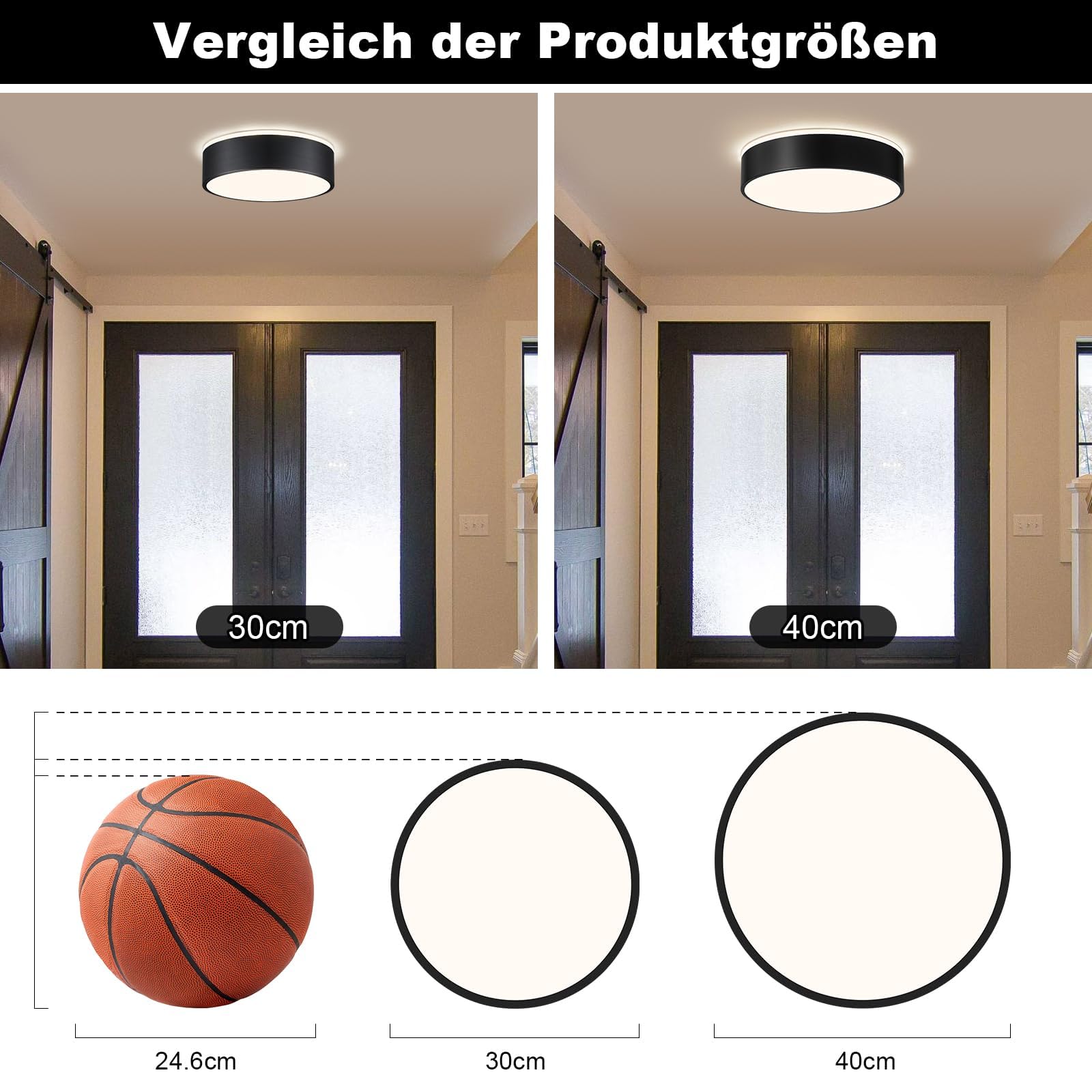 Moderne Deckenlampe,LED Deckenleuchte Schwarzem Metall,4000K,36W Schlafzimmerleuchte Für Wohnzimmer,Küche,Bad,Korridor,Esszimmer,Lounge,Ø40 cm