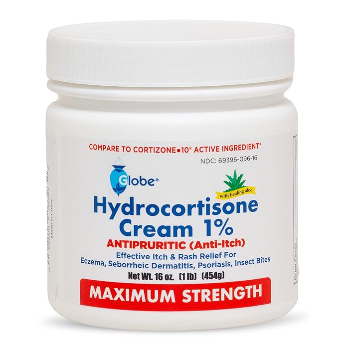 Buy Globe Hydrocortisone Maximum Strength Cream 1 w/ Aloe, 16 oz, AntiItch Cream for Redness