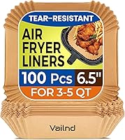 Vista 21 de 125 forros pequeños desechables de papel pergamino para freidora de aire con canastas de 2 y 2.1 cuartos de galón, hojas de papel de hornear