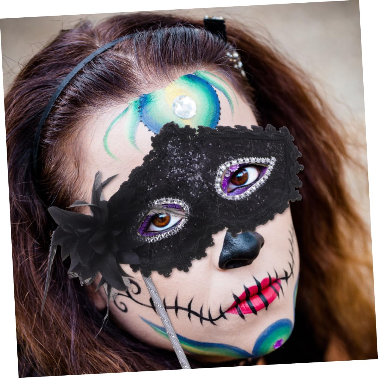 BESPORTBLE 3 pièces Masque Mascarade Noir Dentelle à Main pour Halloween Femme et Fille et Élégant pour Carnaval Bal Costumé et Photographies Festives