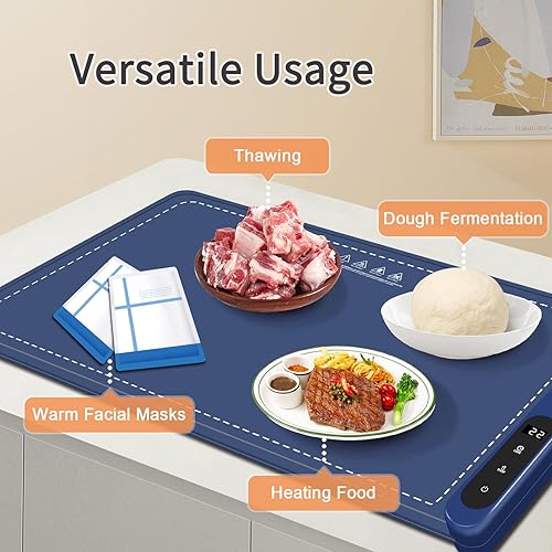 Miniatura 4 de Alfombrilla de calentamiento de alimentos de 500 W, bandeja de calentamiento eléctrica de grafeno con calentamiento rápido de superficie completa,