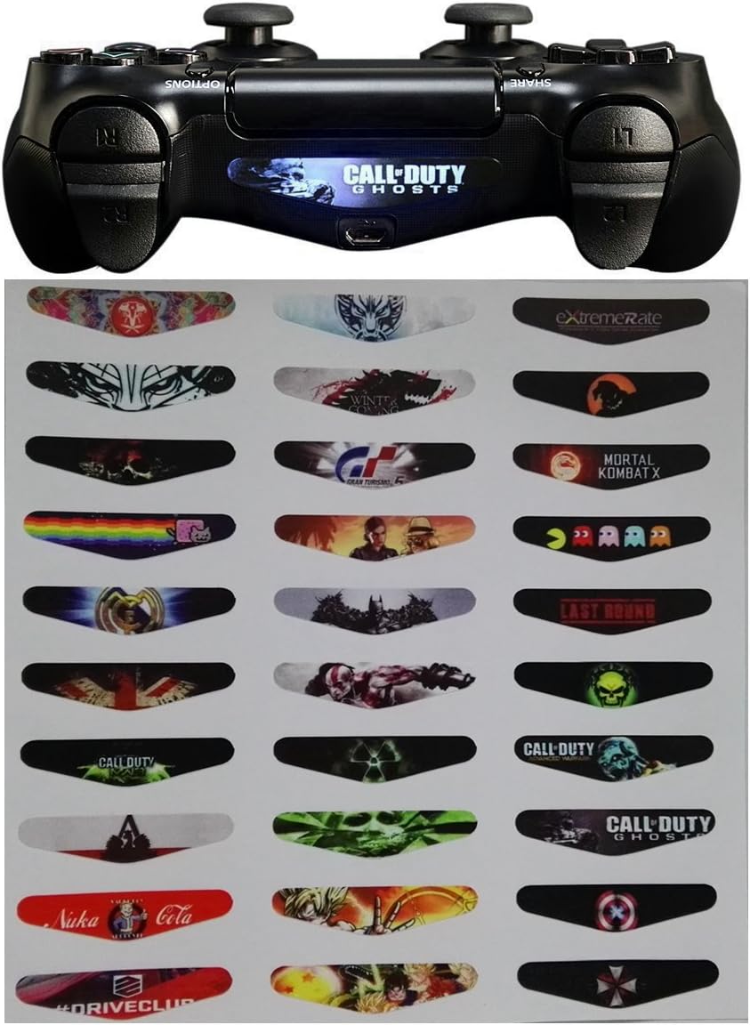 30 Pieces Different LED Light Bar Decal Stickers Film for PS4 Playstation 4 Controller Mix Stickers (B Style)