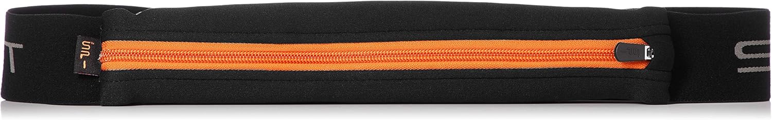 Spi Belt(スパイベルト) Men's SPIBELT Elastic Pouch Waist Bag Running Travel Outdoor Security, Black/Orange Zip