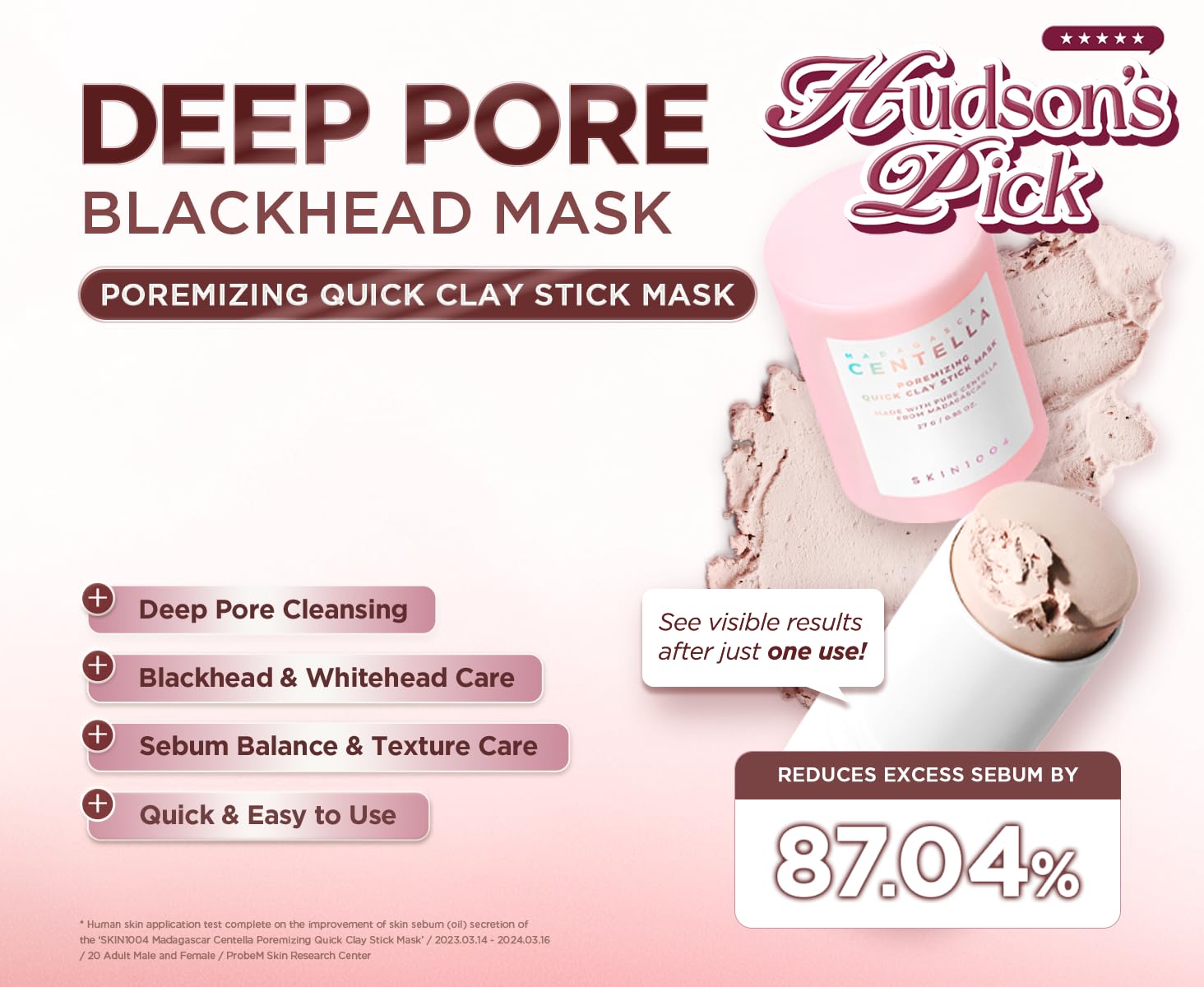 SKIN1004 Madagaskar Poremizing Centella Quick Clay maska oczyszczająca z glinki w sztyfcie 27 g