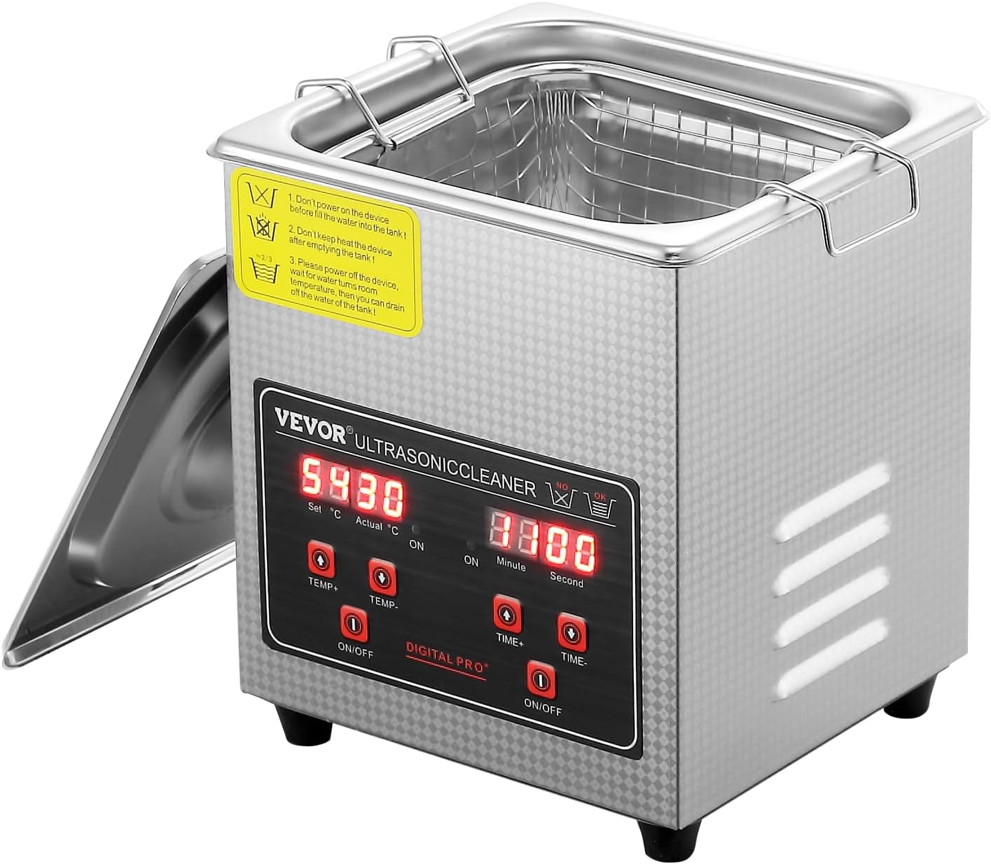 Compatible with Ultrasonic Cleaning with Digital Timer & Heater, Professional Ultra Sonic Jewelry Cleaner, Stainless Steel Heated Machine for Glasses Watch Rings Circuit Board (30L)