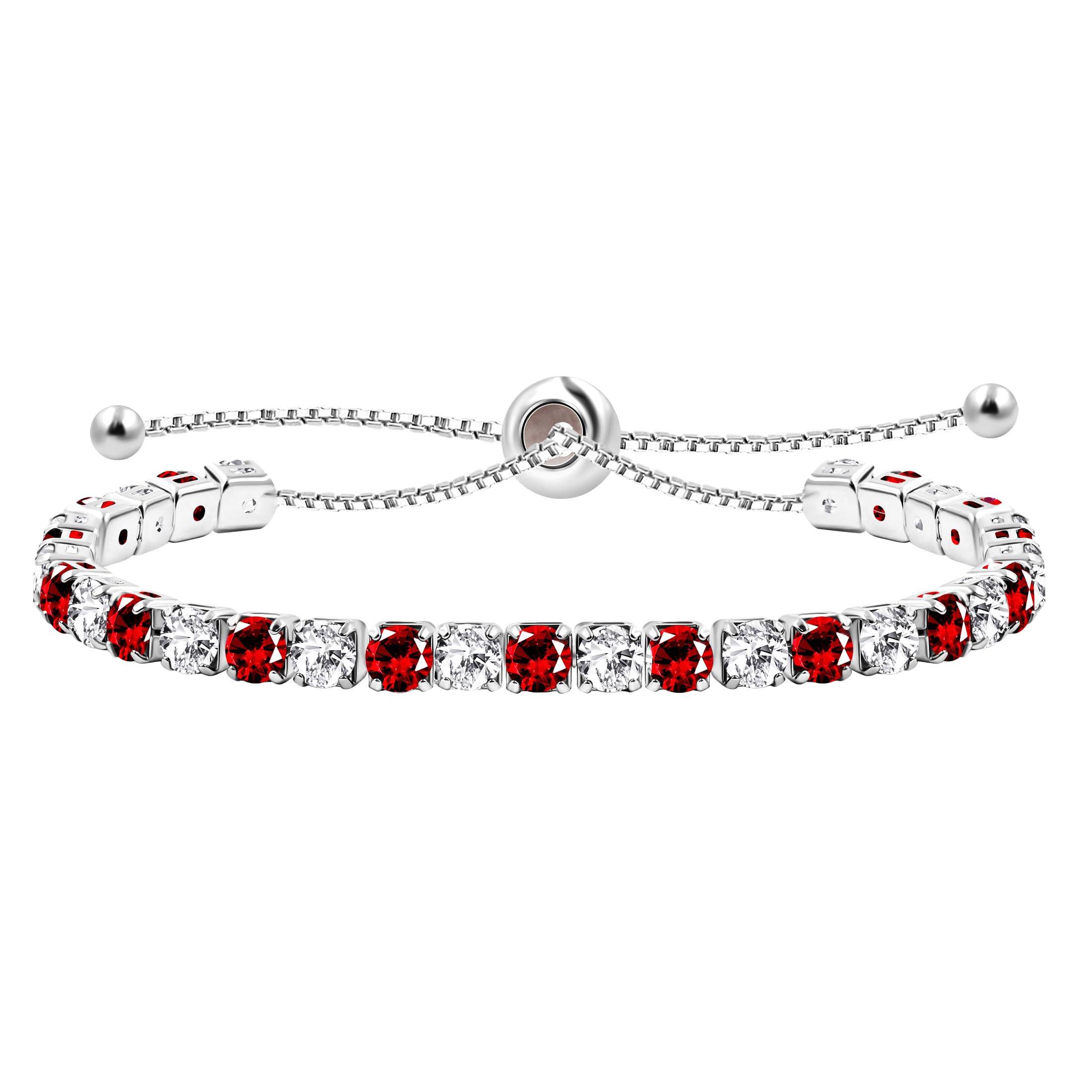 Platinierte Tennisarmbänder – Verstellbarer Zirkonia für Damen YA4375