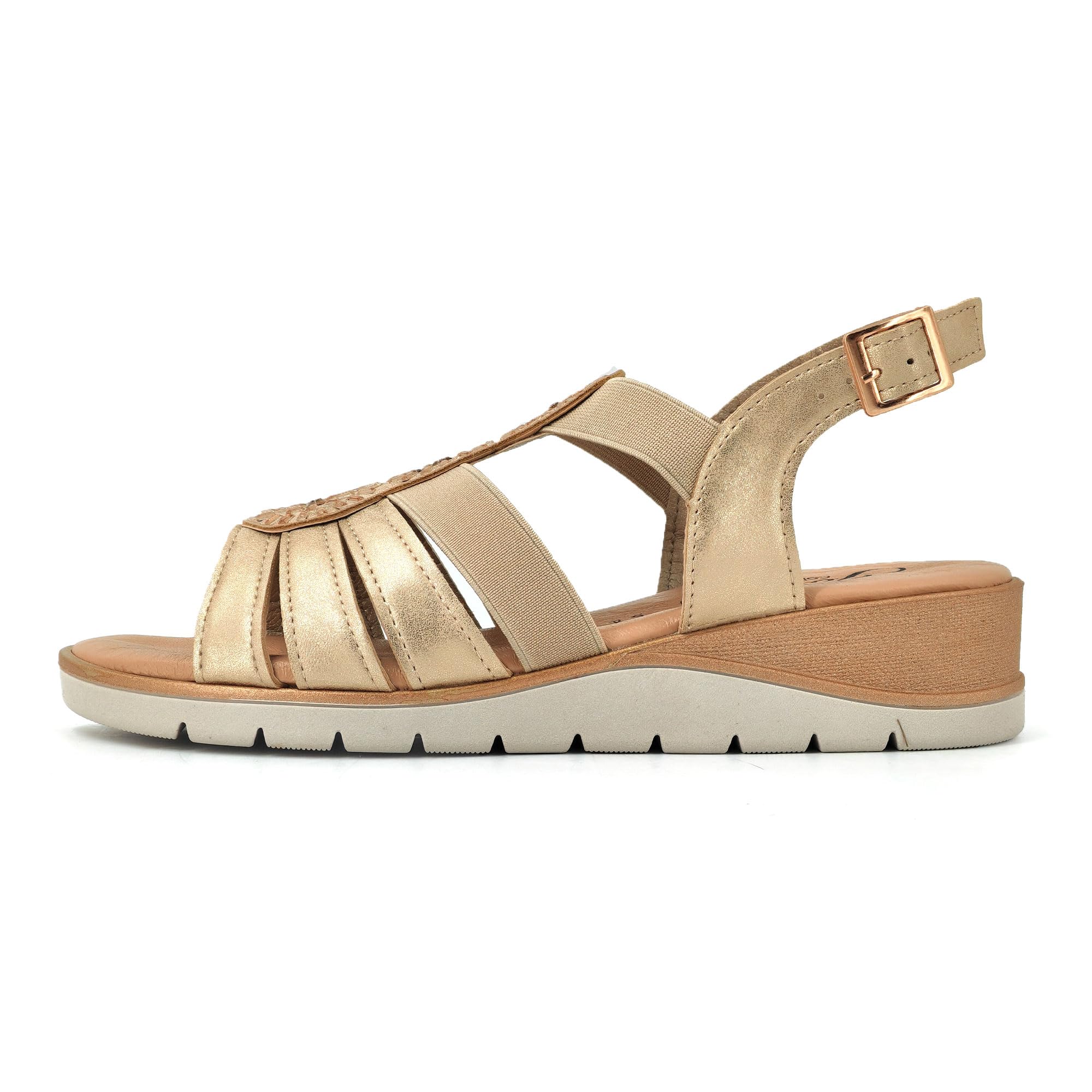 JOMIX Sandalias Mujer Verano con Hebilla Fabricadas en Italia Sandalias Cuña Mujer con Plantilla de Piel Auténtica