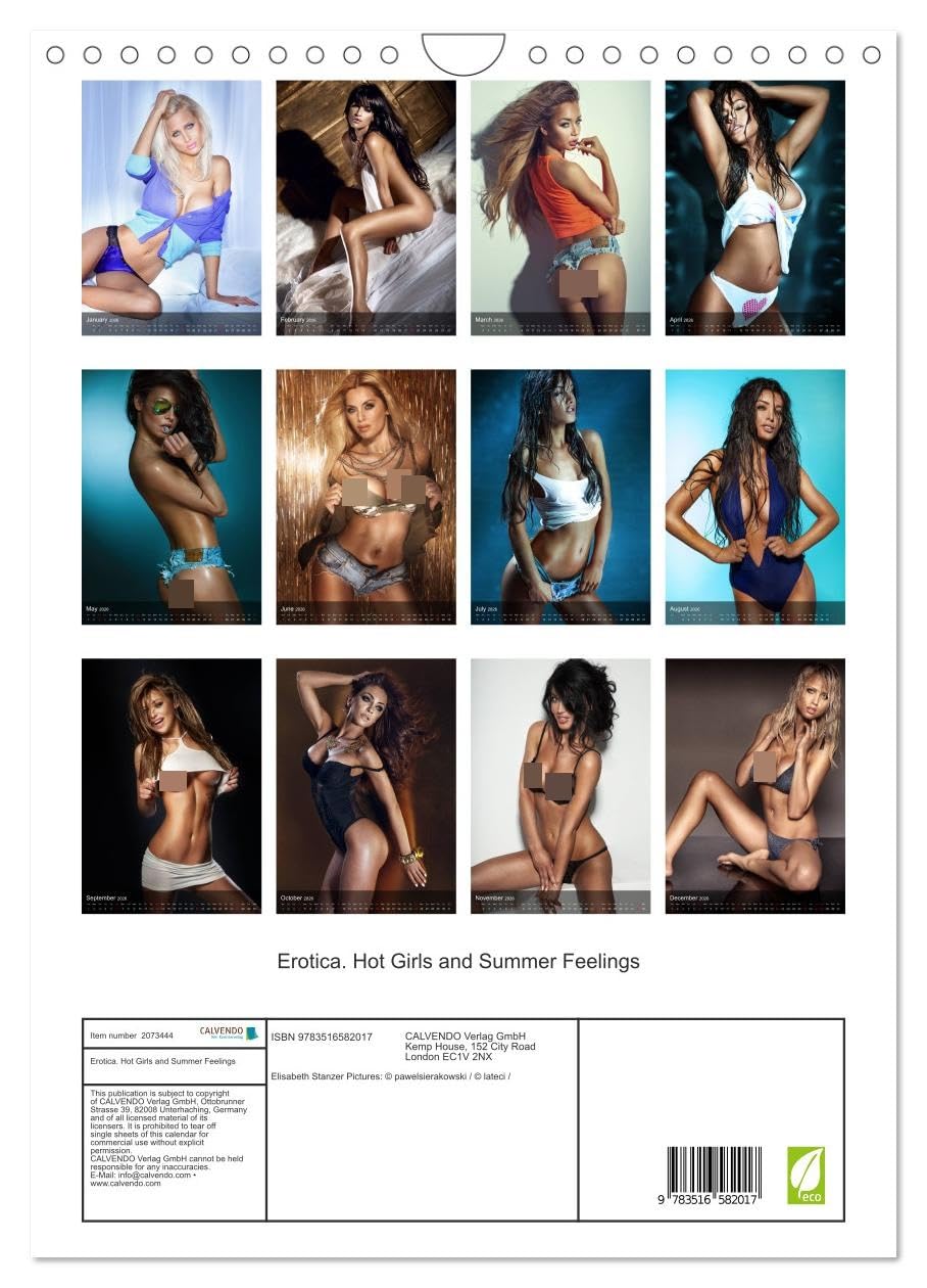 Erotica. Hot Girls and Summer Feelings (Wall Calendar 2026 DIN A4 portrait), CALVENDO 12 Month Wall Calendar: Erotic moments and sensual beauties for the whole year