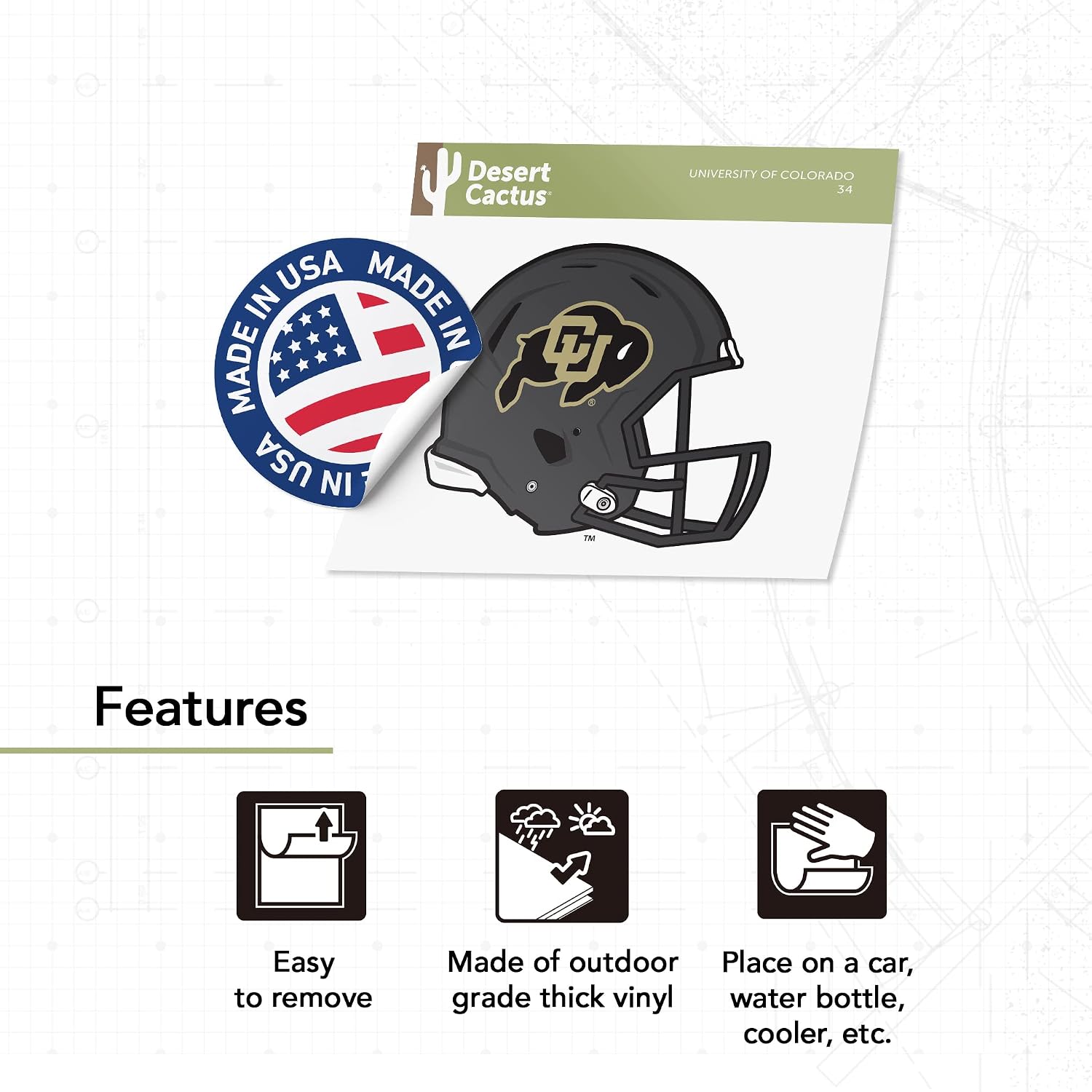 Desert Cactus University of Colorado Sticker Vinyl Decal Laptop Water Bottle Car Scrapbook (IND 34)