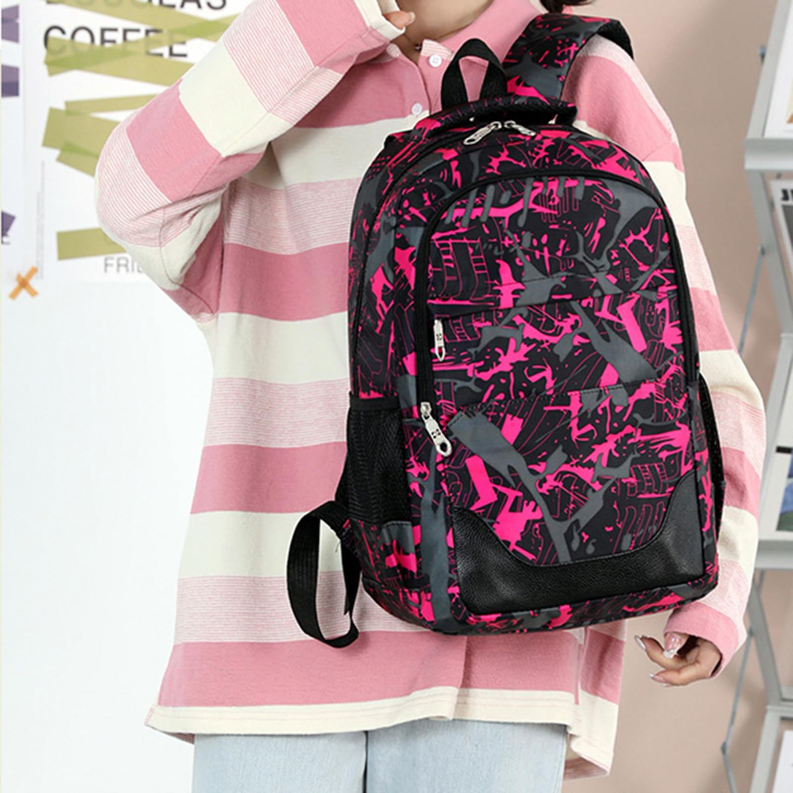 Générique Camouflage École Primaire Noir Sac à Dos Bandoulière Garçons École de Campus Cartables Bleu pour Filles Ado Filles Sac d'école Primaire avec Trousse et Sac Bandoulière