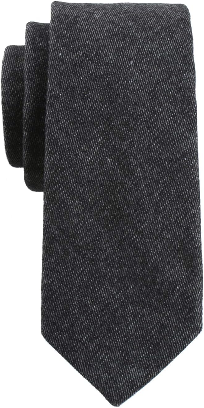 LEVAO Men's Cotton Skinny Necktie Solid Color Tie