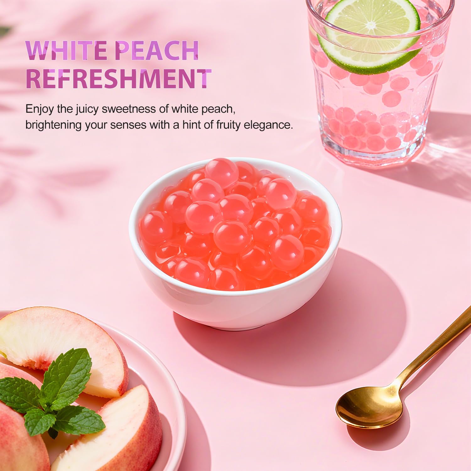 Soeos Popping Boba, 1.2 lbs, 550g (Strawberry, Blueberry & Peach) Pack of 3 – Bursting Fruit Flavor Pearls for Drinks, Desserts & Toppings