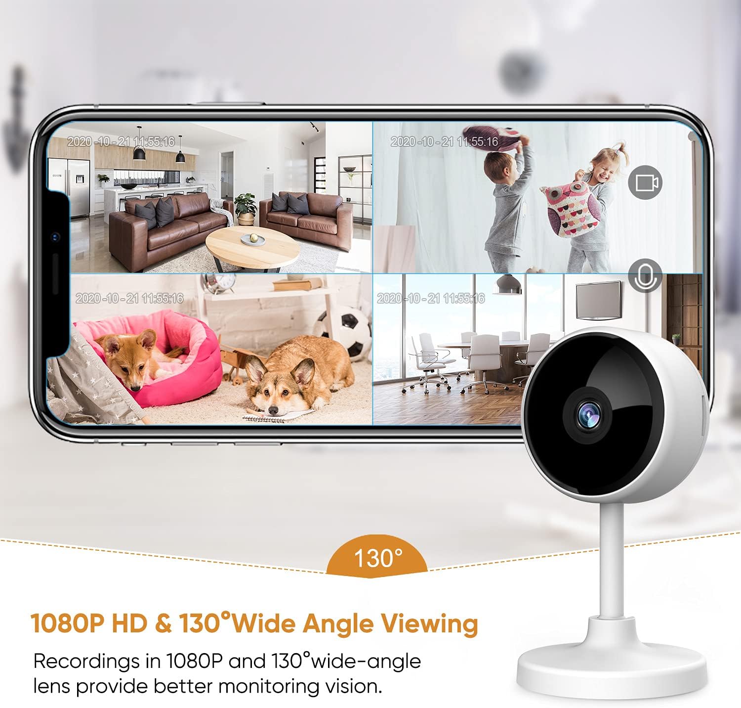 Indoor Security Camera, 1080P HD WiFi Home Wireless Camera with 2-Way Audio, Night Vision, Motion Detection for Pet/Elder/Baby/Nanny Monitor, Cloud Service and Micro SD Support