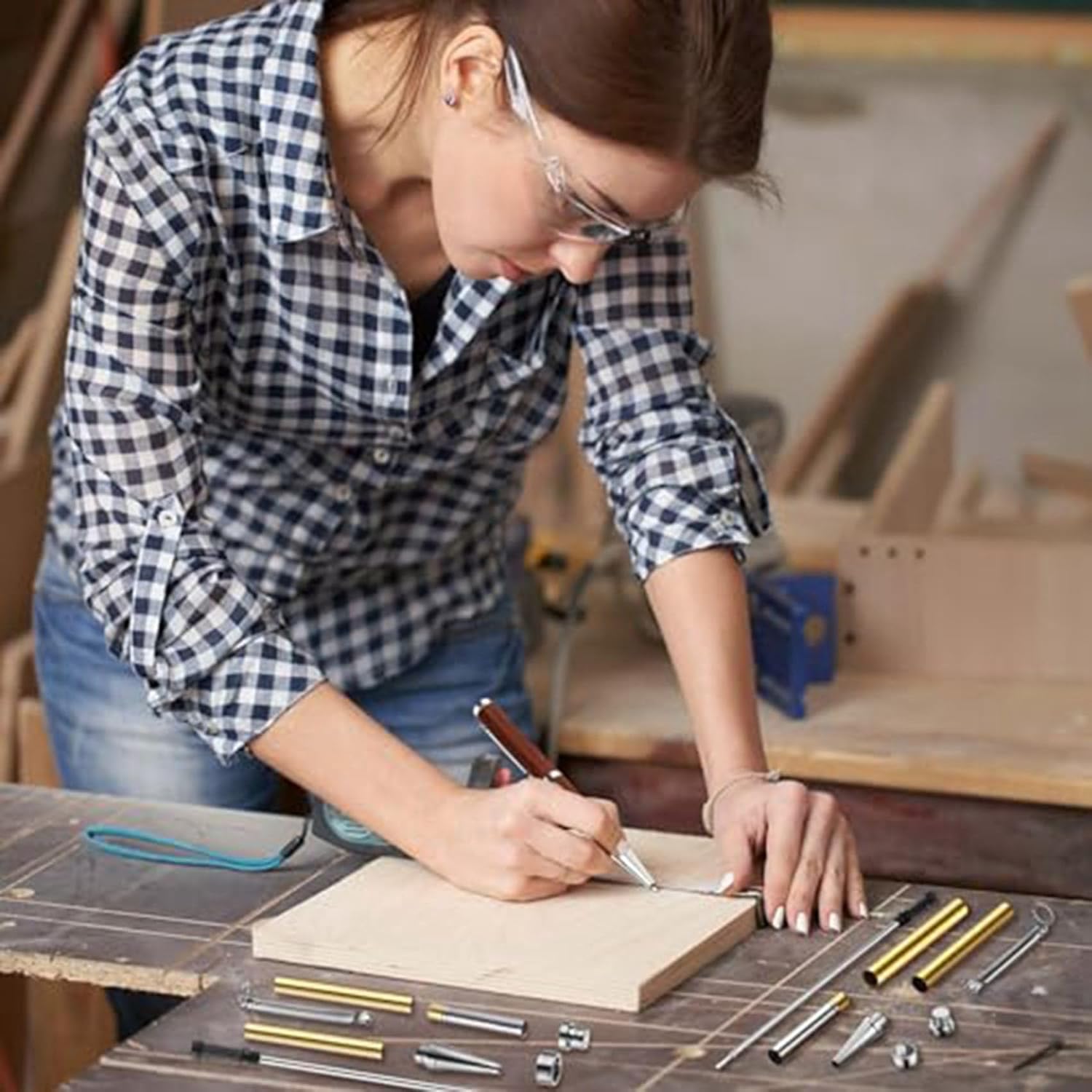 Hlsicna(ヘルシンキ) 木工旋盤用ペンキット 20本入り 7mm スリムラインペン ツイストキット 替芯付き 旋盤旋盤用品 シ