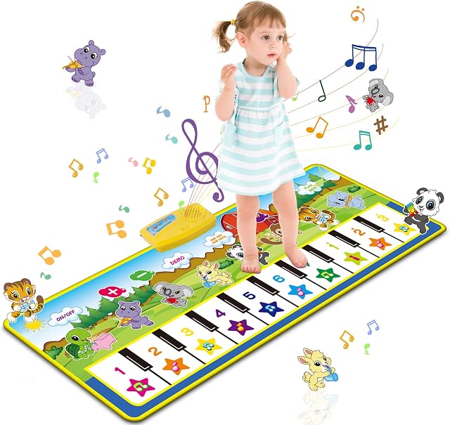 m zimoon Kids Piano Mat, Piano Music Mat Dance Mats Touch Play Mats Floor Keyboard Musical Carpet Mat Gift Toys for 2 3 4 5 6 Years Old Kids Boys Girls Toddlers (100 × 36 cm)
